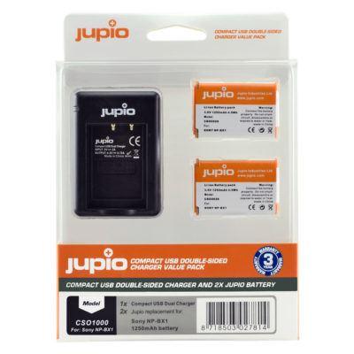 Jupio Value Pack: 2x Battery NP-BX1 + Compact USB Double-Sided Charger