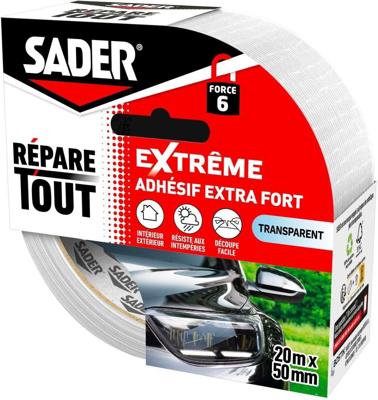 Extra sterke lijm - SADER - Extreme Repair - Transparant - Binnen & Buiten - Alle ondergronden - 20 m x 50 mm
