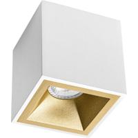 Vierkante Opbouwspot GU10 - Mat Wit/Goud - Aluminium - 90mm - thumbnail