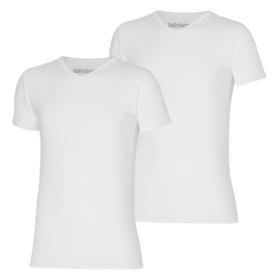 2-pack heren T-shirts - Bamboe V-hals - Mannen ondershirt korte mouwen
