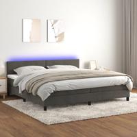 Boxspring met matras en LED fluweel donkergrijs 200x200 cm - thumbnail