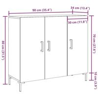 Dressoir 90x34x80 cm bewerkt hout oud houtkleurig - thumbnail