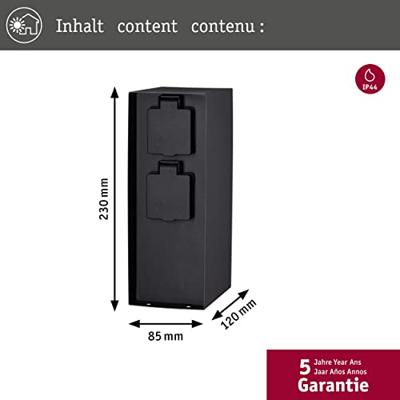 Paulmann 94313 Buitenstopcontact Antraciet - thumbnail