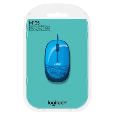 M105 - Muis - optisch - met bekabeling - USB - blauw