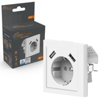 ProCharge Wandcontactdoos met 2 USB snelladers - Universeel - Wit - RAL9010 - thumbnail
