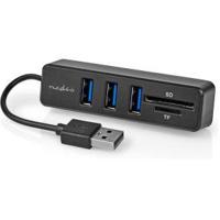 Nedis USB-Hub | 1x USB-A | 3x USB A Female | 5-Poorts poort(en) | USB 2.0 | USB Gevoed | SD & MicroSD - CCGB60250BK01 - thumbnail
