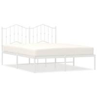 Bedframe met hoofdbord metaal wit 150x200 cm - thumbnail