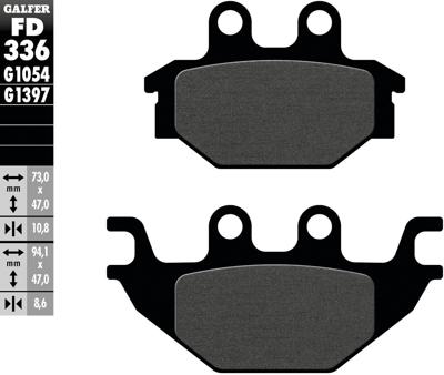 GALFER remblokken "fd336" brake pad fd336 g1054 organic standard GALFER remblokken "fd336" brake pad fd336 g1054 organic standard