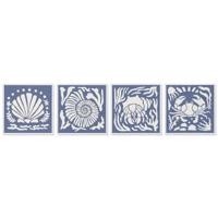 Schilderij Home ESPRIT Blauw Wit Schelpen Mediterrane 50 x 3 x 50 cm (4 Stuks) - thumbnail