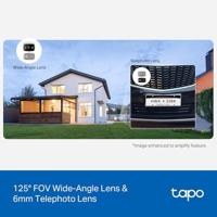 Tapo 2K 3MP Indoor/Outdoor Dual Lens Pan/Tilt Beveiligingscamera – 130° Groothoek + 6 mm telelens, 360° Pan, Gratis Persoon/Voertuig Detectie, SD/Cloud Storage, Werkt met Alexa & Google Home - thumbnail