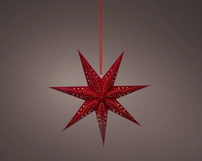 Papieren kerstster led 58 cm rood