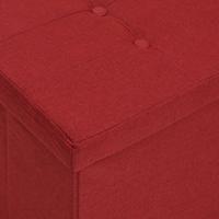 Opbergbank inklapbaar kunstlinnen wijnrood - thumbnail