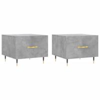 Salontafels 2 st 50x50x40 cm bewerkt hout betongrijs - thumbnail