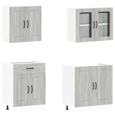 4-delige Keukenkastenset Kalmar bewerkt hout grijs sonoma eiken