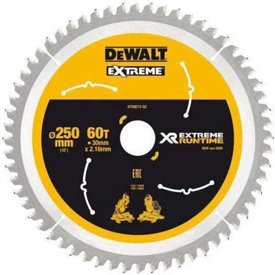 DeWALT Cirkelzaagblad voor Hout | Extreme Runtime | Ø 250mm Asgat 30mm 60T - DT99573-QZ