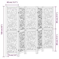 Kamerscherm met 5 panelen massief paulowniahout zwart - thumbnail
