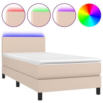 Boxspring met matras en LED kunstleer cappuccinokleur 80x200 cm