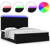 Ottoman bed met matrassen en LED's 160x200cm fluweel zwart - thumbnail