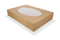 Cateringdozen kraft middel met venster 46x32x8cm - thumbnail
