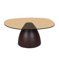 Sohome Organische Salontafel 'Jacky' Glas en gecoat staal, 86 x 76cm, kleur Bruin - thumbnail