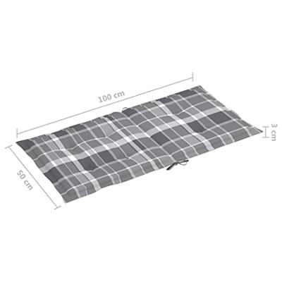 VidaXL Tuinstoelkussens 4 st 100x50x3 cm oxford stof ruitpatroon grijs - thumbnail