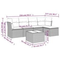 6-delige Loungeset met kussens poly rattan beige - thumbnail