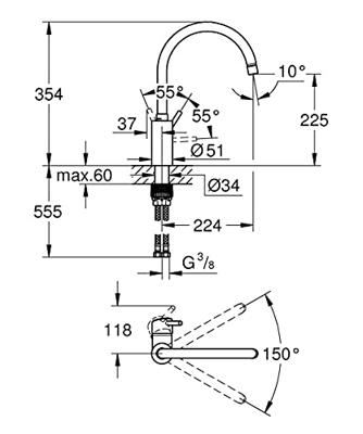 GROHE Concetto Keukenkraan - hoog - draaibare uitloop - supersteel geborsteld 32661dc3 - thumbnail
