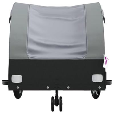 VidaXL Fietstrailer 30 kg ijzer zwart en grijs - thumbnail