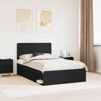 Bedframe met hoofdeinde Zwart 135 x 190 cm Massief grenenhout - thumbnail