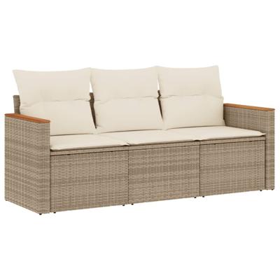 3-delige Loungeset met kussens poly rattan beige 3-delige Loungeset met kussens poly rattan beige
