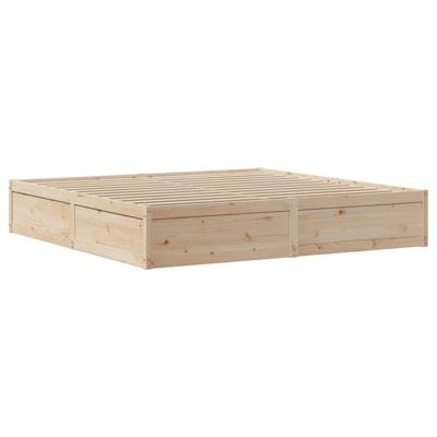 Bedframe met hoofdbord massief grenenhout 200x200 cm - thumbnail