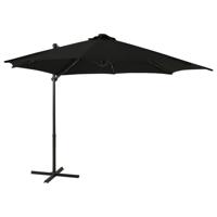 vidaXL Zweefparasol met paal en LED-verlichting 300 cm zwart - thumbnail