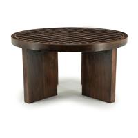 By-Boo Ronde Salontafel 'TiledUp' Keramiek en mangohout, 70cm - thumbnail