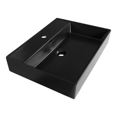 Brauer Lunar Wastafel - 60 cm - met 1 Spoelbak en 1 Kraangat - Keramiek Mat Zwart