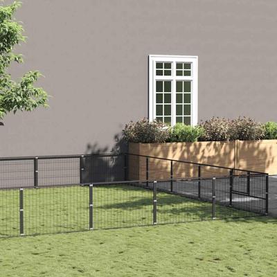 Hondenkennel 30 m² staal zwart