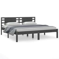 Bedframe massief grenenhout grijs 200x200 cm - thumbnail