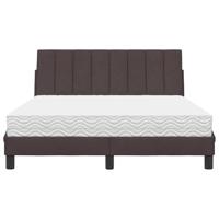 Bed met matras "Hanko" stof donkerbruin 140x190 cm - thumbnail