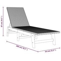 Ligbed met kussen poly rattan en massief acaciahout - thumbnail