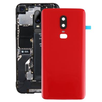 Gladde oppervlakte batterij achtercover voor OnePlus 6 (rood)