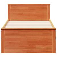Bedframe met hoofdbord zonder matras hout wasbruin 75x190 cm - thumbnail