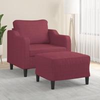 Fauteuil met voetenbank 60 cm stof wijnrood - thumbnail