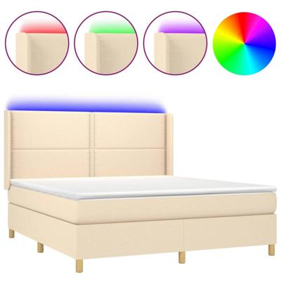 Boxspring met matras en LED stof crèmekleurig 180x200 cm