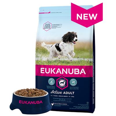 Eukanuba Adult droogvoer voor middelgrote honden met vers kip, 15 kg