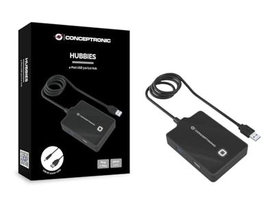Conceptronic HUBBIES10B interface hub USB 3.2 Gen 1 (3.1 Gen 1) Type-A 5000 Mbit/s Zwart Conceptronic HUBBIES10B interface hub USB 3.2 Gen 1 (3.1 Gen 1) Type-A 5000 Mbit/s Zwart