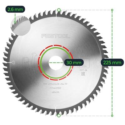 Festool Accessoires TF64 Speciaal-zaagblad | 225x2,6x30 | 489459