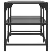 Salontafel met zwart glazen blad 78,5x40x45 cm staal - thumbnail