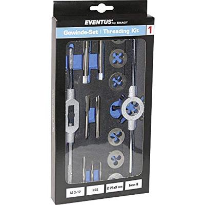 Eventus by Exact 70607 Schroefdraadsnijderset 16-delig HSS Metrisch M3, M4, M5, M6, M8, M10, M12