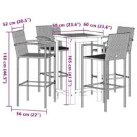 5-delige Tuinbarset massief acaciahout en poly rattan zwart - thumbnail