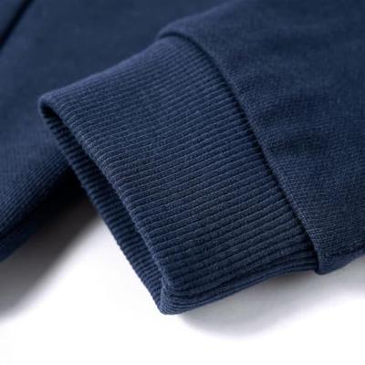 Kindertrui met capuchon 128 gemleerd marineblauw en oranje - thumbnail