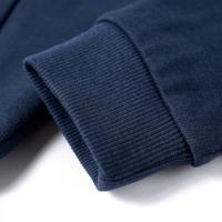 Kindertrui met capuchon 128 gemleerd marineblauw en oranje - thumbnail